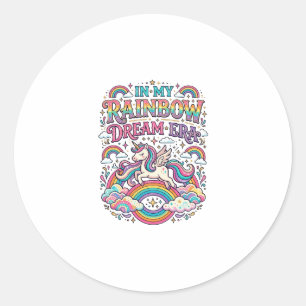 Unicorn In My Rainbow Dream Era Colourful Apparel Classic Round Sticker