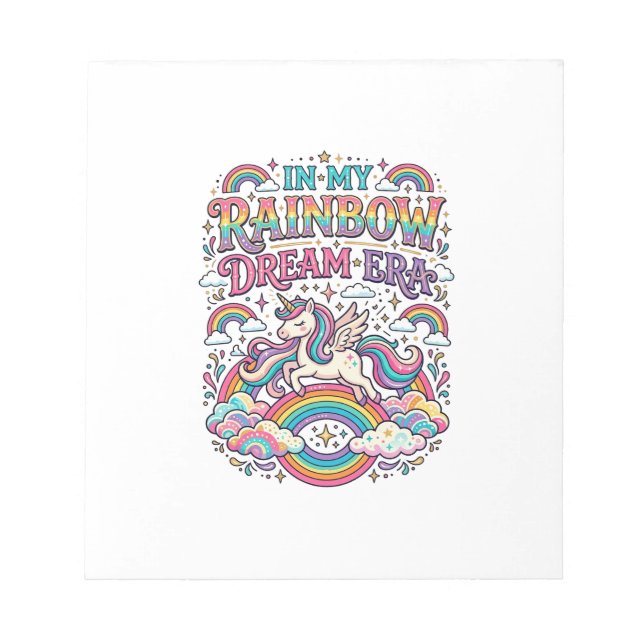 Unicorn In My Rainbow Dream Era Colourful Apparel  Notepad (Front)