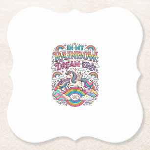 Unicorn In My Rainbow Dream Era Colourful Apparel Paper Coaster
