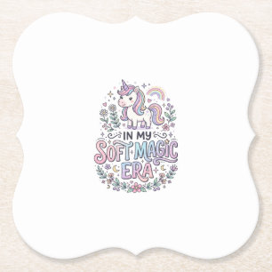 Unicorn In My Soft Magic Era Playful Typography De Paper Coaster