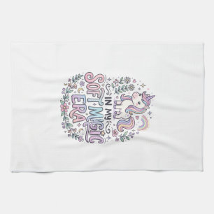 Unicorn In My Soft Magic Era Playful Typography De Tea Towel