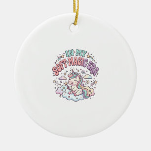 Unicorn In My Soft Magic Era Retro Style Product G Ceramic Tree Decoration