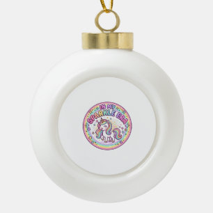 Unicorn In My Sparkle Era Funny Print on Demand De Ceramic Ball Christmas Ornament