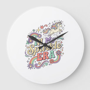 Unicorn In My Sparkle Era Kawaii Apparel Graphic_1 Large Clock