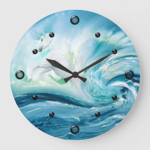 Unicorn in Ocean Waves Wall Clock