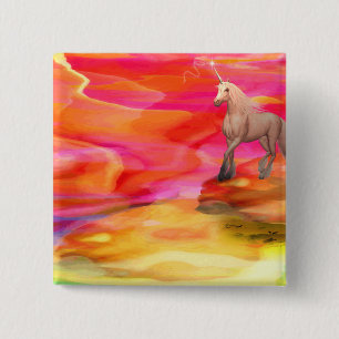 Unicorn in Painted Desert 15 Cm Square Badge