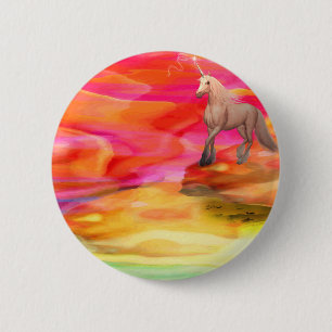 Unicorn in Painted Desert 6 Cm Round Badge