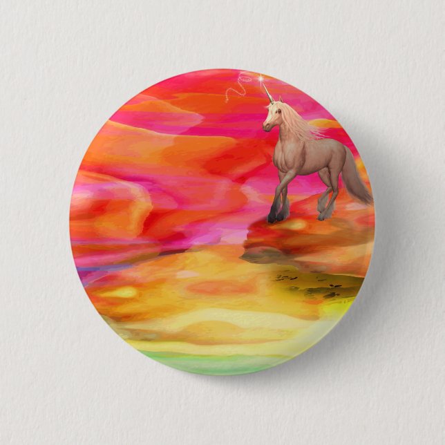 Unicorn in Painted Desert 6 Cm Round Badge (Front)
