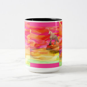 Unicorn in Painted Desert Two-Tone Coffee Mug