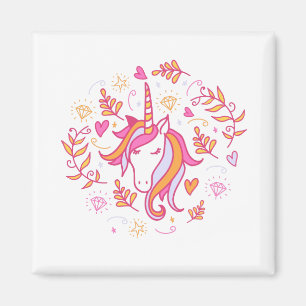Unicorn in Pink and Orange Magnet