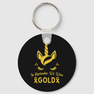Unicorn In September We Wear Gold Childhood Cancer Key Ring