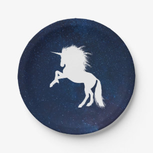 Unicorn in Space Galaxy Milkyway Stars Paper Plate