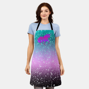 Unicorn in Sparkling Ombre shower Apron
