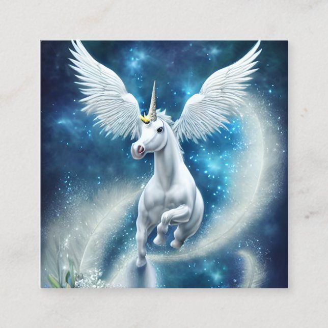 Unicorn in the Air Square Business Card (Front)