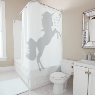 Unicorn In the Shower Fun Shadow Silhouette Shower Curtain