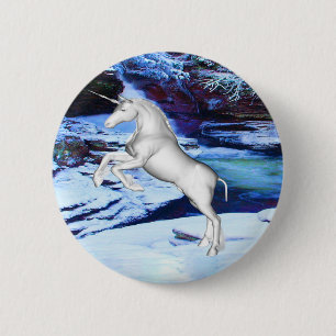Unicorn in the Snow 6 Cm Round Badge