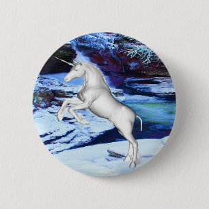 Unicorn in the Snow 6 Cm Round Badge