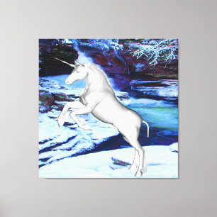 Unicorn in the Snow Canvas Print