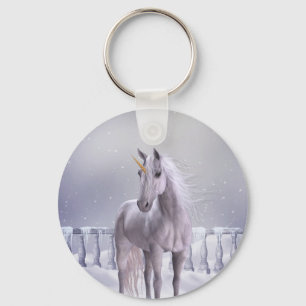 Unicorn in the Snow Key Ring