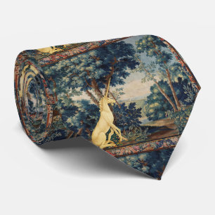 UNICORN IN WOODLAND LANDSCAPE,TREES,GREENERY TIE