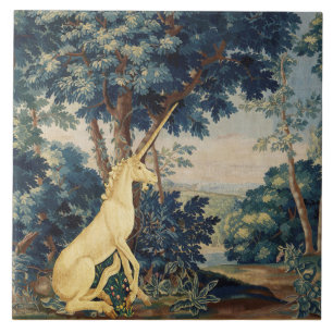 UNICORN IN WOODLAND LANDSCAPE,TREES,GREENERY TILE