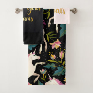 Unicorn Inspirational Modern Script Bath Towel Set