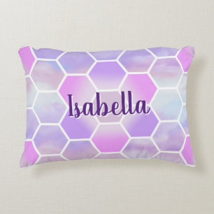 Unicorn Inspired Honeycomb Personalised name Decorative Cushion