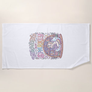 Unicorn Introverted but Sparkly Original White Bac Beach Towel