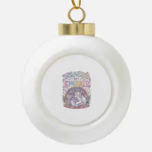 Unicorn Introverted but Sparkly Original White Bac Ceramic Ball Christmas Ornament