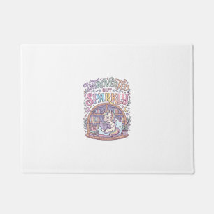 Unicorn Introverted but Sparkly Original White Bac Doormat