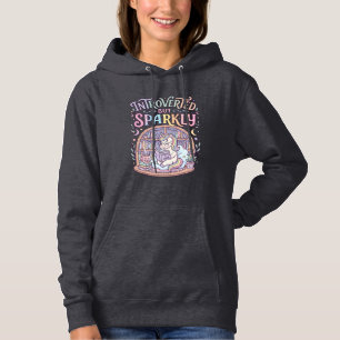Unicorn Introverted but Sparkly Original White Bac Hoodie