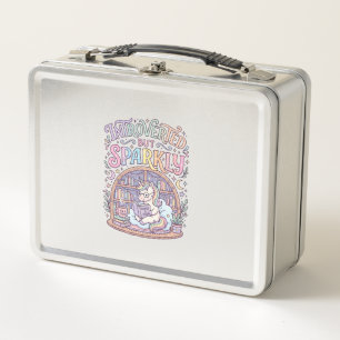 Unicorn Introverted but Sparkly Original White Bac Metal Lunch Box