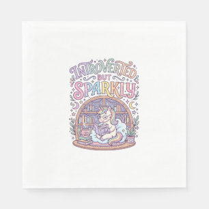 Unicorn Introverted but Sparkly Original White Bac Napkin
