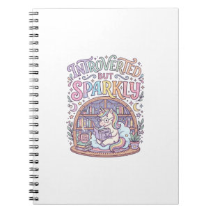 Unicorn Introverted but Sparkly Original White Bac Notebook