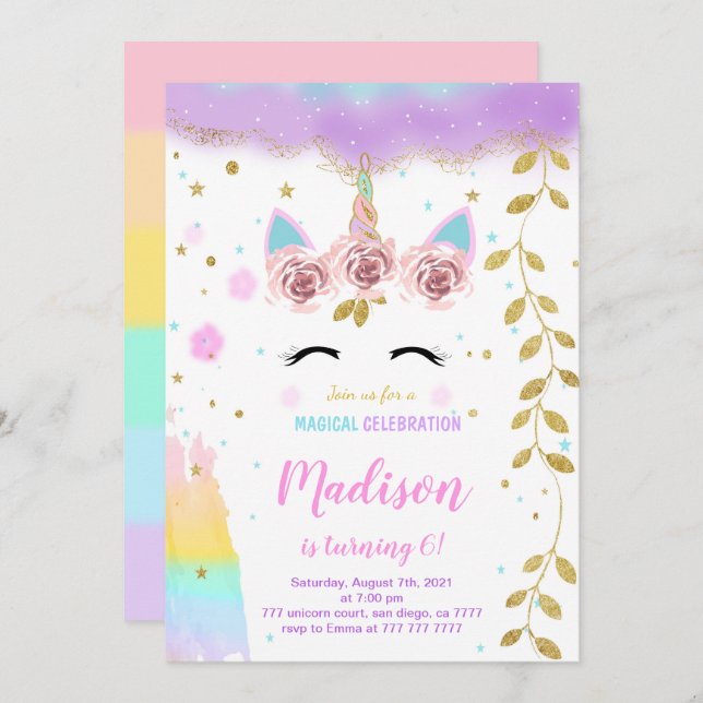 Unicorn Invitation (Front/Back)