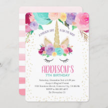 Unicorn Invitation 1st Birthday Baby Shower