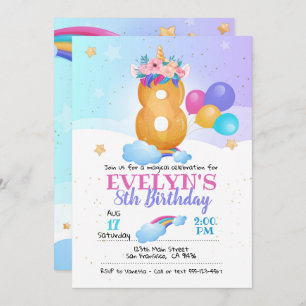 Unicorn invitation, Unicorn 8th Birthday Invitation