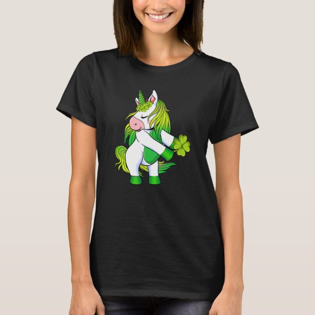 Unicorn Ireland Irish Shamrock Happy St Patrick's  T-Shirt (Front)