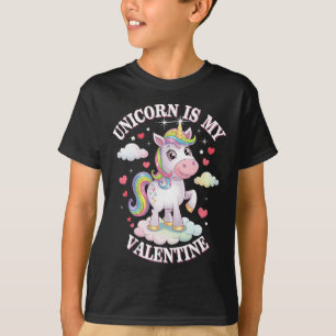 Unicorn Is My Valentine Cute Magical Rainbow Unico T-Shirt