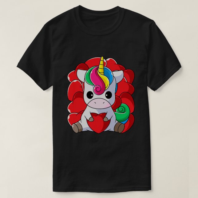 Unicorn is my Valentine Cute Valentines Day Gift H T-Shirt (Design Front)