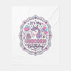 Unicorn It's My Unicorn Birthday Playful Shirt Gra Fleece Blanket