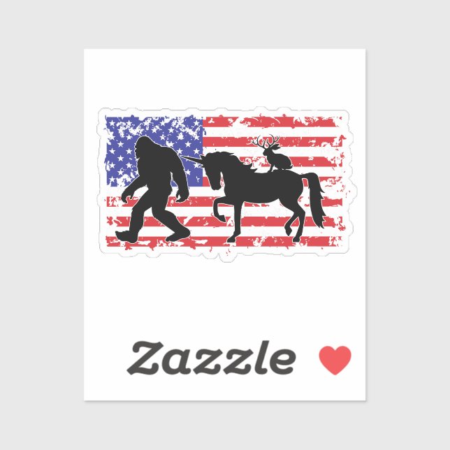 Unicorn, Jackalope, Bigfoot and the American Flag (Sheet)