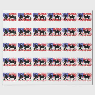 Unicorn, Jackalope, Bigfoot and the American Flag Wrapping Paper