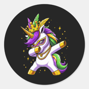 Unicorn Jester Mask Costume Kids Toddler Girls Mar Classic Round Sticker