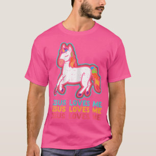 Unicorn Jesus Loves Me Catholic God Christian Wome T-Shirt