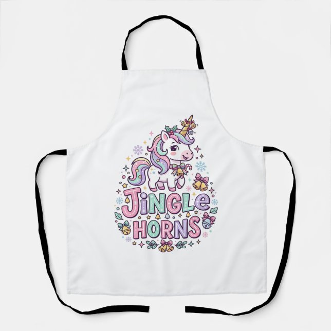 Unicorn Jingle Horns Charming Apparel Graphic_1 Apron (Front)