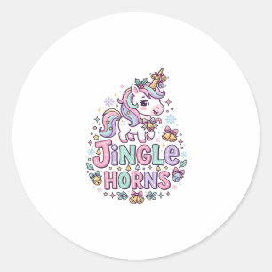 Unicorn Jingle Horns Charming Apparel Graphic_1 Classic Round Sticker