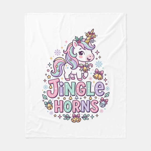 Unicorn Jingle Horns Charming Apparel Graphic_1 Fleece Blanket (Front)