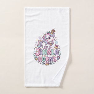 Unicorn Jingle Horns Charming Apparel Graphic_1 Hand Towel