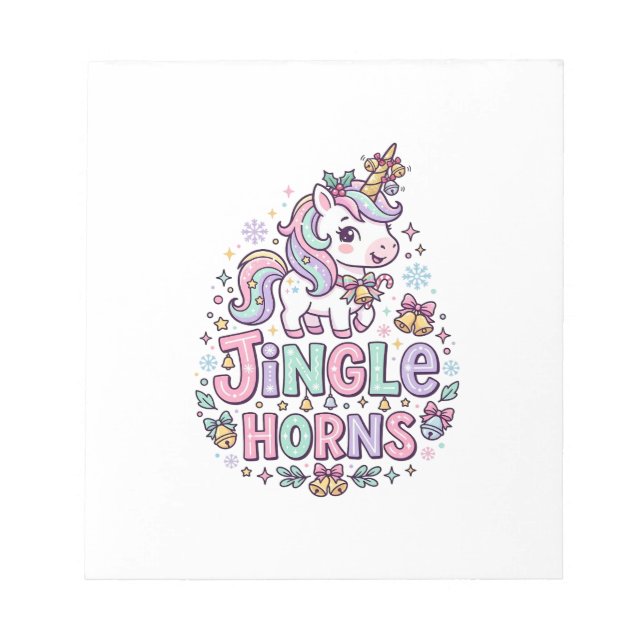 Unicorn Jingle Horns Charming Apparel Graphic_1 Notepad (Front)